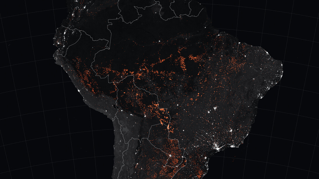 Incendios activos en la Amazonia a fecha de 22 de agosto de 2019