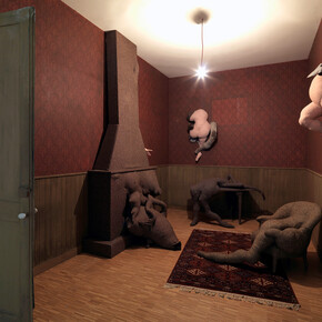 Dorothea Tanning, 1910-2012, Poppy Hotel, Room 202, 1970–3, Wood, fabric, wool, synthetic fur, cardboard, wallpaper, carpet and light bulb, overall: 3405 x 3100 x 4700 mm © ADAGP. Photo © Centre Pompidou, MNAM-CCI, Dist. RMN-Grand Palais / Georges Meguerditchian
