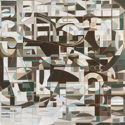 Maurice Golubov, Rebel of the Fourth Dimension, on view at McCormick Gallery, painting close-up. Courtesy of McCormick Gallery