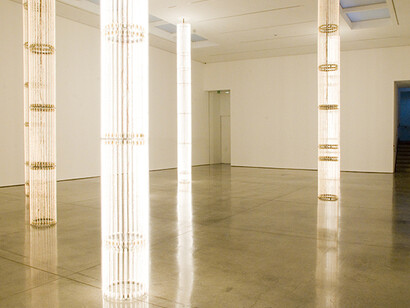 Cerith Wyn Evans
S=U=P=E=R=S=T=R=U=C=T=U=R=E (‘Trace me back to some loud, shallow, chill, underlying motive’s overspill...’), 2010
Installation view, White Cube, London, 2010
© Cerith Wyn Evans, courtesy White Cube
Photo: Todd-White Art Photography