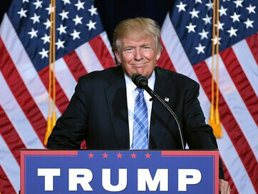 Donald Trump delivering an immigration policy speech to enthusiastic supporters at the Phoenix Convention Center in Phoenix, Arizona, USA