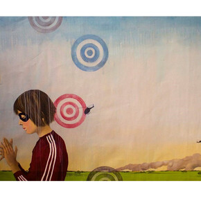 Inés Tolentino, "Todos Pirómanos", 45″ x 74″, acrylic on canvas, 2013
