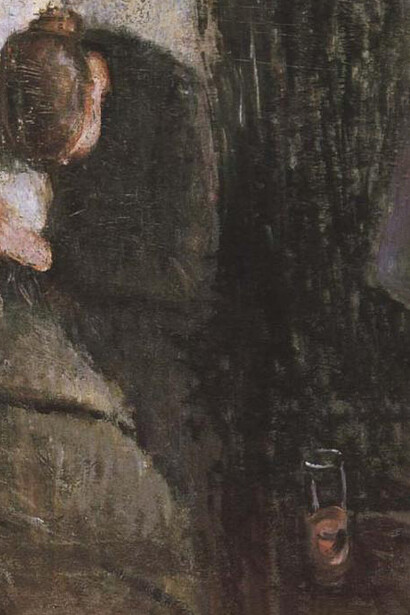 Munch, "La bambina malata", particolare, (1885-1886). In questo contesto, trova la sua forza, il perno su cui fare pressione, come unico modo per andare avanti, nell’arte, nella pittura