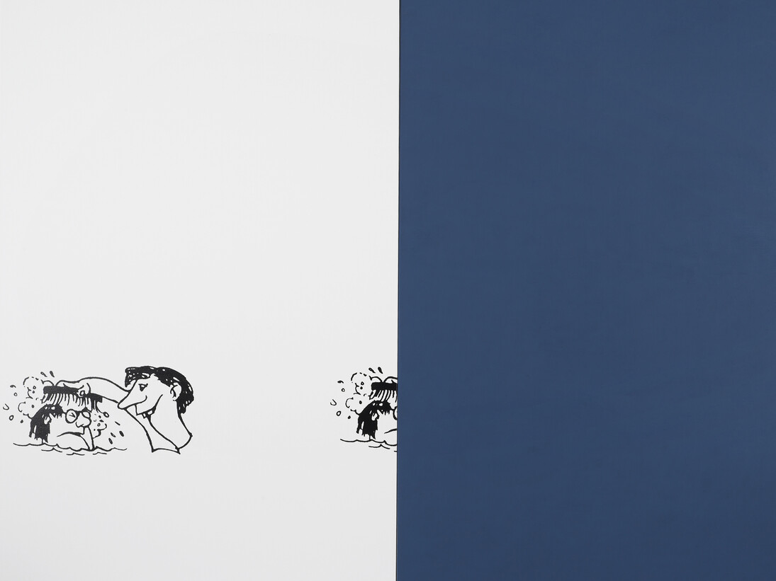 Oliver Osborne,
Scrub (Leytonstone), 2014,
Oil on silkscreen on linen,
220 x 280 cm
