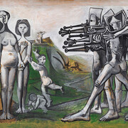 Pablo Picasso
Massacre a Corea
Valauri, 18 de enero de 1951. Óleo sobre lienzo. 110 x 210 cm. MP203. Musée national Picasso-Paris © Sucesión Pablo Picasso, VEGAP, Madrid 2019