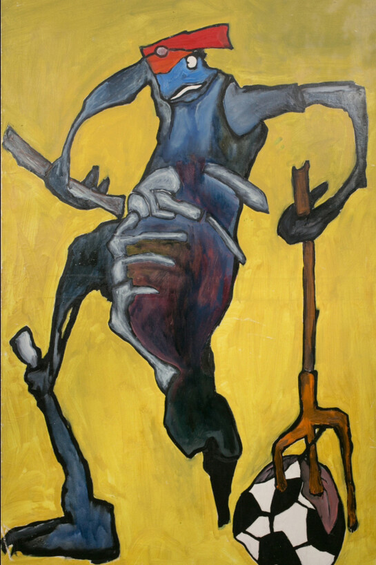 Gregory Strelnikov, Football PLayer, 1992, Oil on canvas, 138 x 79,5 cm, Artist collection, Photographer: Vitaly Kolikov © Erarta
