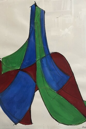 David Hayes, Study for rouge et noir deux, gouache on paper, 22.25x17.25 in