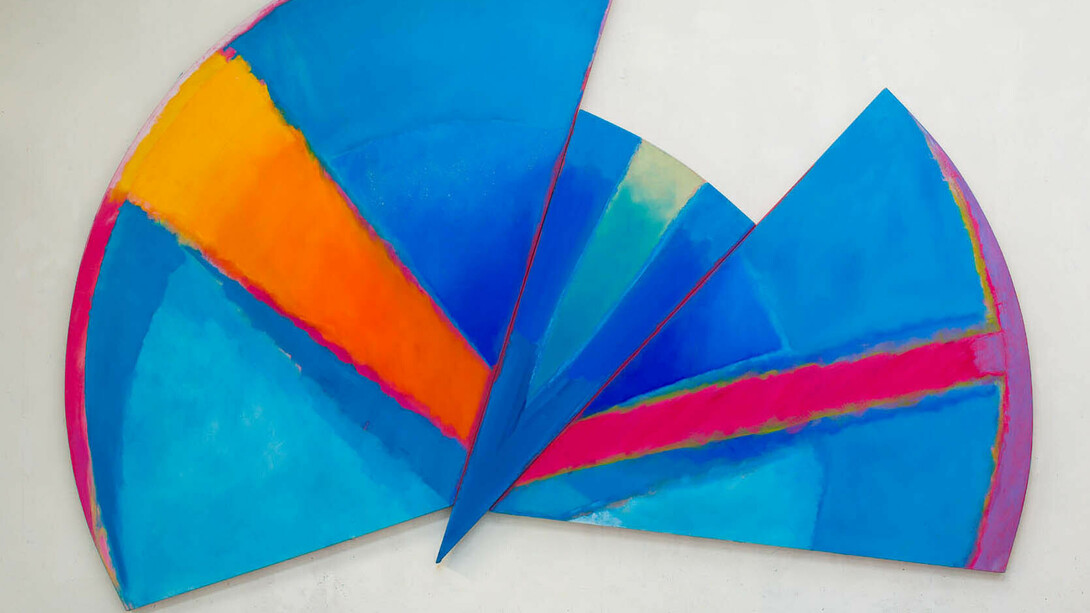 Trevor Bell, Blue Radial, 1985, oil on linen, 244 x 355 cm