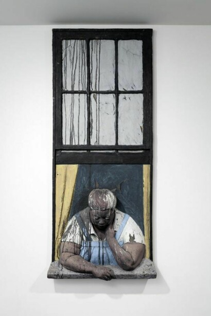 John Ahearn, Burnt Titi, 72 x 30 x 12 in/183 x 76 x 30.5 cm