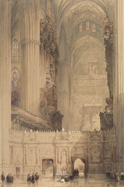 David Roberts, Interior of Seville Cathedral 1837, Watercolour, gouache over pencil on paper, 37.46 x 24.13 cm, Scottish National Gallery collection. Miss Helen Guiterman Bequest, through the Art Fund, 2008