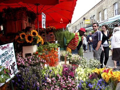 Londres. Puesto callejero en el mercado de Columbia Road