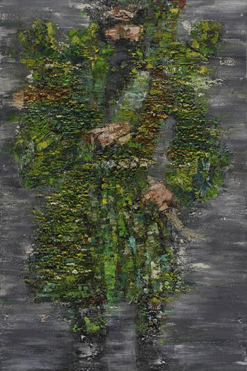 رستم [Rostam], 2017, mixed media on canvas,  219 x 129 cm