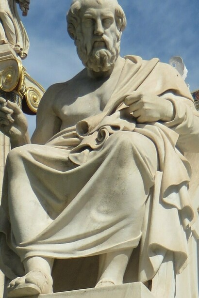 Estatua de Platón en la Academia de Atenas, Leonidas Drosis, 1880
