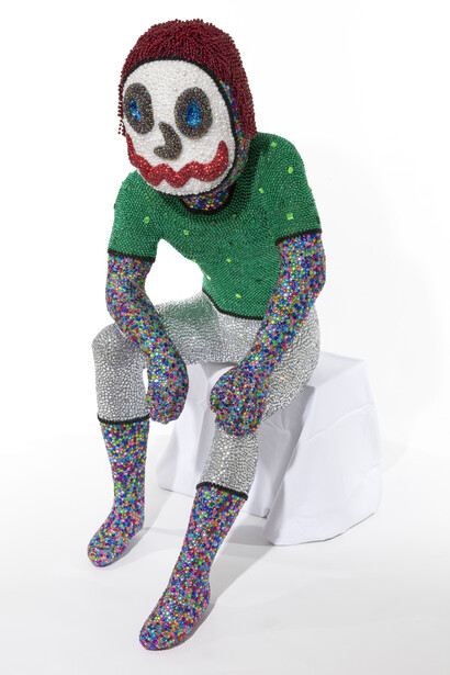 Benjamin Cabral
Self-Portrait (Performing as Audience), 2020
Rhinestones, faux pearls, beads, plastic, paper clay and
acrylic on plastic human form
55 x 41 x 23 inches (139.7 x 104.1 x 58.4 cm)