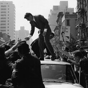 Steve Schapiro, Robert Kennedy on car, New York (detail), 1964. Courtesy of Fahey/Klein Gallery