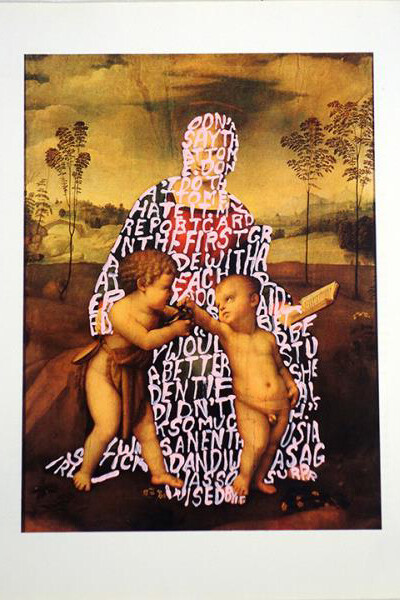 Betty Tompkins, Women Words (Raphael #4), 2018
Acrylic on paper, 11.25 x 7.75 inches,Courtesy of the artist and P.P.O.W, New York