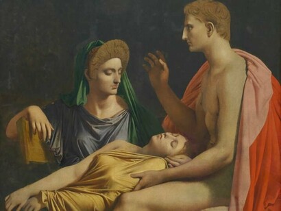 Jean-Auguste-Dominique Ingres. Virgilio lee la Eneida ante Augusto, Octavia y Livia o“Tu Marcellus eris” [fragmento]. 1819.
Óleo sobre lienzo, 138 x 142 cm. Bruselas, Musées Royaux des Beaux-Arts de Belgique