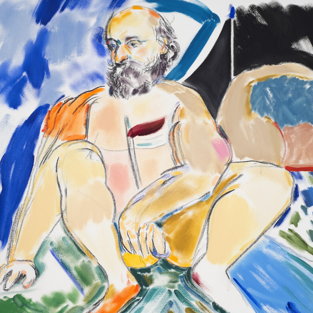 R.B. Kitaj, Cezanne after Pisarro, 2005, oil on canvas, 91.4 x 91.4 cm 
