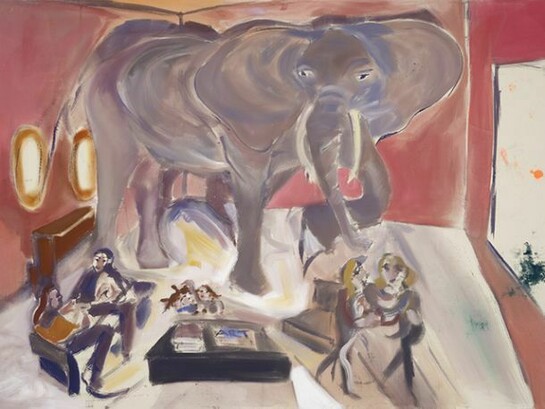 Sophie von Hellermann, Elephant in the Room, 2013, Pigment and acrylic emulsion on canvas, 90 1/2 x 126 inches (230 x 320 cm). Courtesy the artist and Greene Naftali, New York