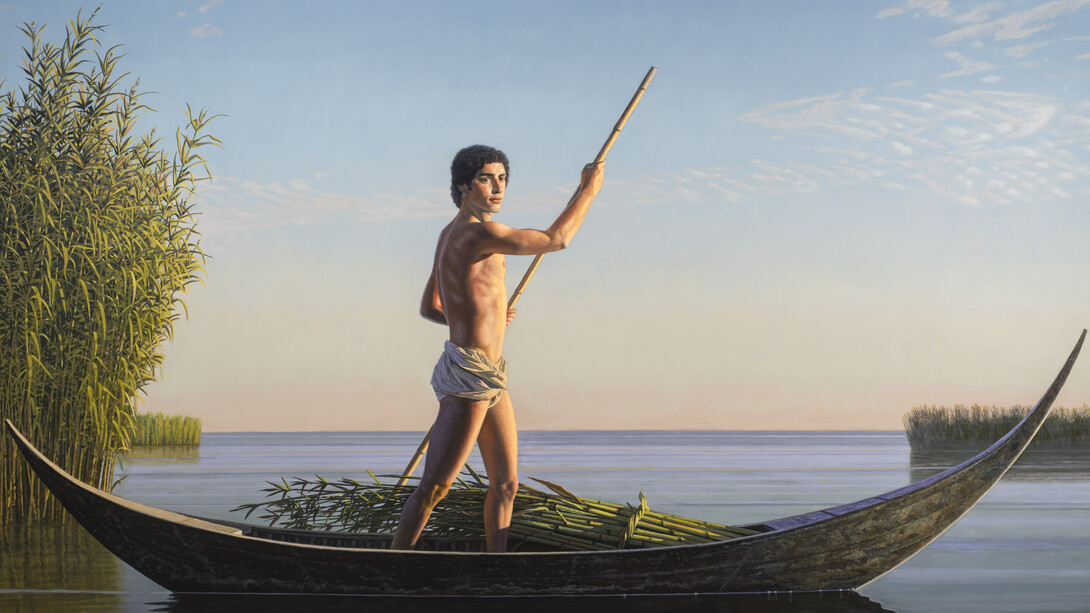 David Ligare, The Cane Gatherer (Qanu), 2010-14, Oil on canvas, 60 x 90 in.