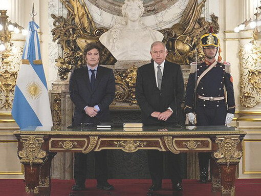 El presidente de la Nación, Javier Milei, toma juramento a Gerardo Werthein como canciller, tras el despido de Diana Mondino. 4 de noviembre de 2024