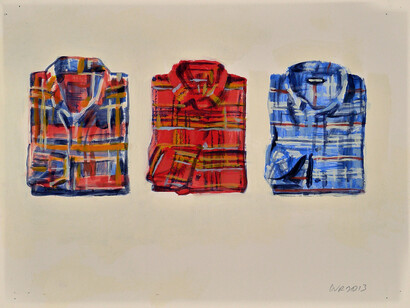 Walter Robinson, Lands’ End Men’s Long Sleeve Flannel, 2013, Acrylic on paper, 9 x 12 inches (23 x 30.5 cm), Courtesy LYNCH THAM, New York