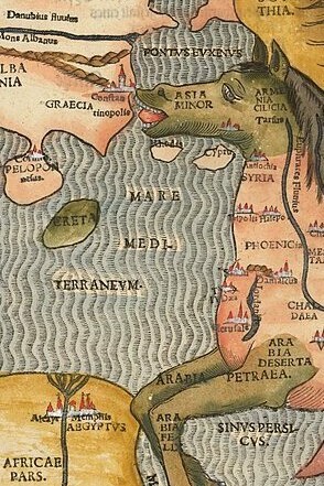 Heinrich Bünting, "Asia Secunda Pars Terrae in Forma Pegasir", 1850