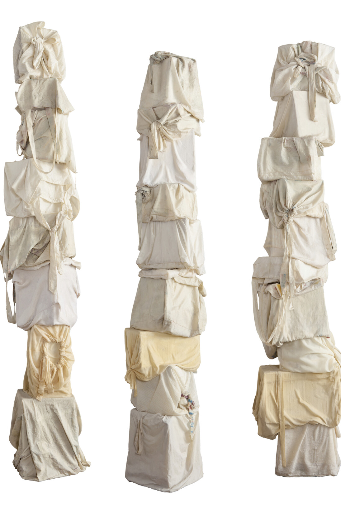 José Santos III (b.1970), Higher Ground, 2014, Resinated fabric and boxes Each approx. 40.64 x 40.64 x 274.32 cm; 16 x 16 x 108 in.