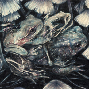 Marco Mazzoni, The Unaware, 2015, matite colorate e inchiostro su carta moleskine, 14 x 18 cm