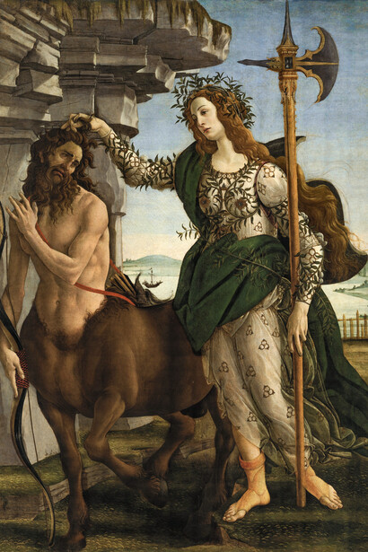 Sandro Botticelli; Palas y el Centauro, c. 1483, Galería Uffizi, Florencia, Italia (detalle)