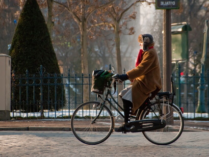Cyclist in Place d'Italie, Paris