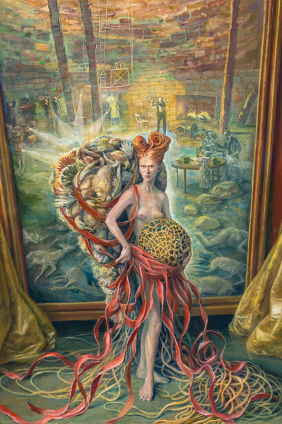 Julie Heffernan, Self-portrait with empty nest, 2024. Courtesy of Catharine Clark Gallery