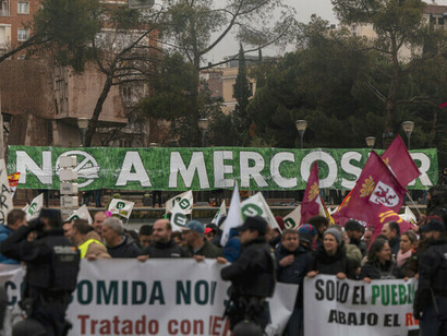 In Madrid, the Spanish capital, people got together to protest against the trade agreement between the European Union and Mercosur