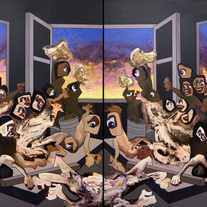 Tom de Freston, Raft, 2014, oil on canvas, 200 x 340 cm