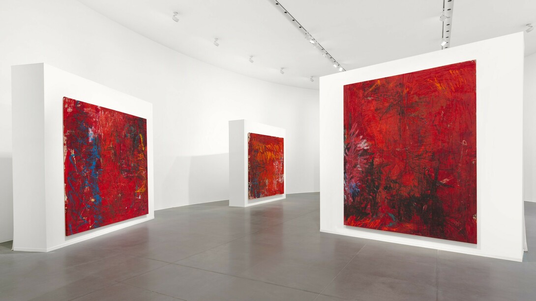Oscar Murillo, Marks and whispers, exhibition view. Courtesy of Gagosian Gallery