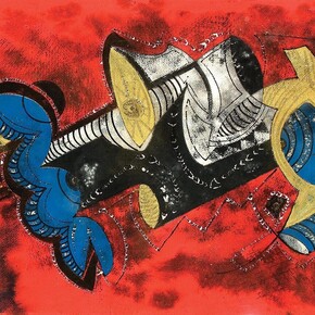 Umberto Mastroianni, Ida’s Dream (1984), detail, Tempera and pastel on scratched card, 84 x 150 cm, Courtesy of Il Cigno GG Edizioni