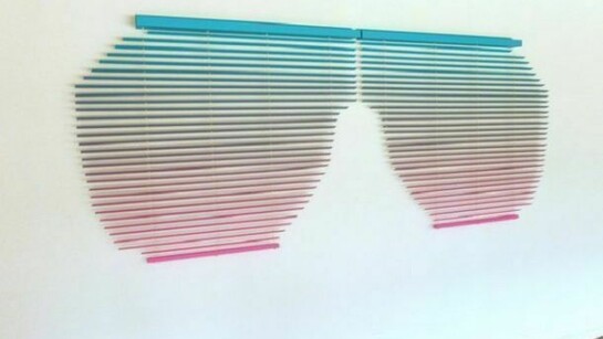 Adam Parker Smith, Untitled (Kanye shutter shades, pink to blue), 2013, Aluminum, nylon, wood, 114 x 56 in