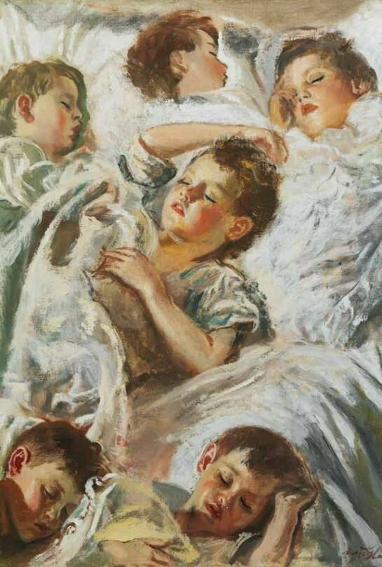 Archibald A. McGlashan RSA, 1888–1980, Sleep, c. 1935, oil on canvas, 106.8 x 84 cm, 42 x 331⁄8 in