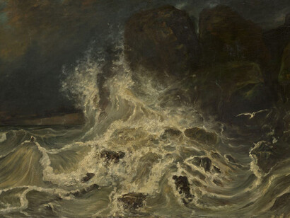 Paul Huet, Les brisants à la pointe de Granville, vers. 1833. Avec l'aimable autorisation du Musée des Beaux-Arts de Gand