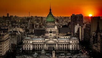 Atardecer en el Congreso de la Nación, Buenos Aires, Argentina