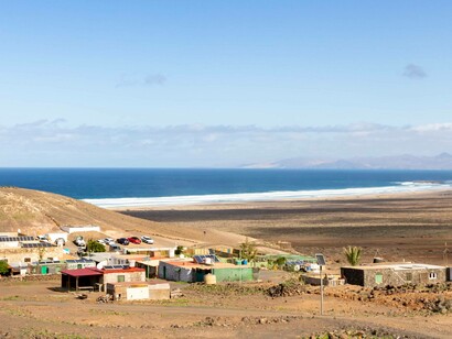 Veduta aerea del villaggio di Cofete a Fuerteventura, Isole Canarie, Spagna