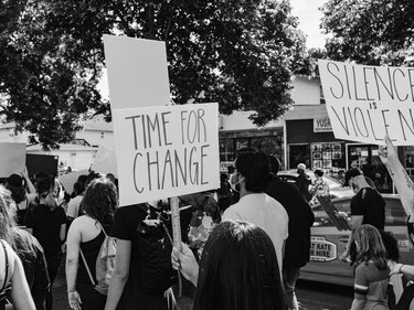 People protesting for human rights and social justice, UK