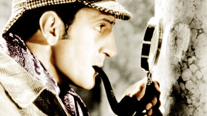 Sherlock Holmes in an old movie