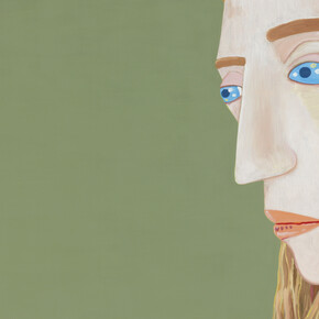 Brian Calvin, Painted Over (detail), 2014, Oil on canvas, 40 x 40 inches (101.6 x 101.6 cm). Courtesy Anton Kern Gallery, New York