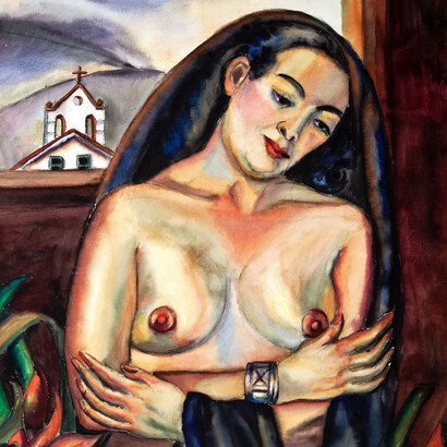 Débora Arango, La mística, 1940, Acuarela sobre papel, 137 x 104 cm. Colección Museo de Arte Moderno de Medellín (MAMM). Courtesy of The National Museum of Colombia