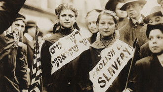 Activistas jóvenes pidiendo la abolición de la esclavitud infantil en Estados Unidos a principios de 1900