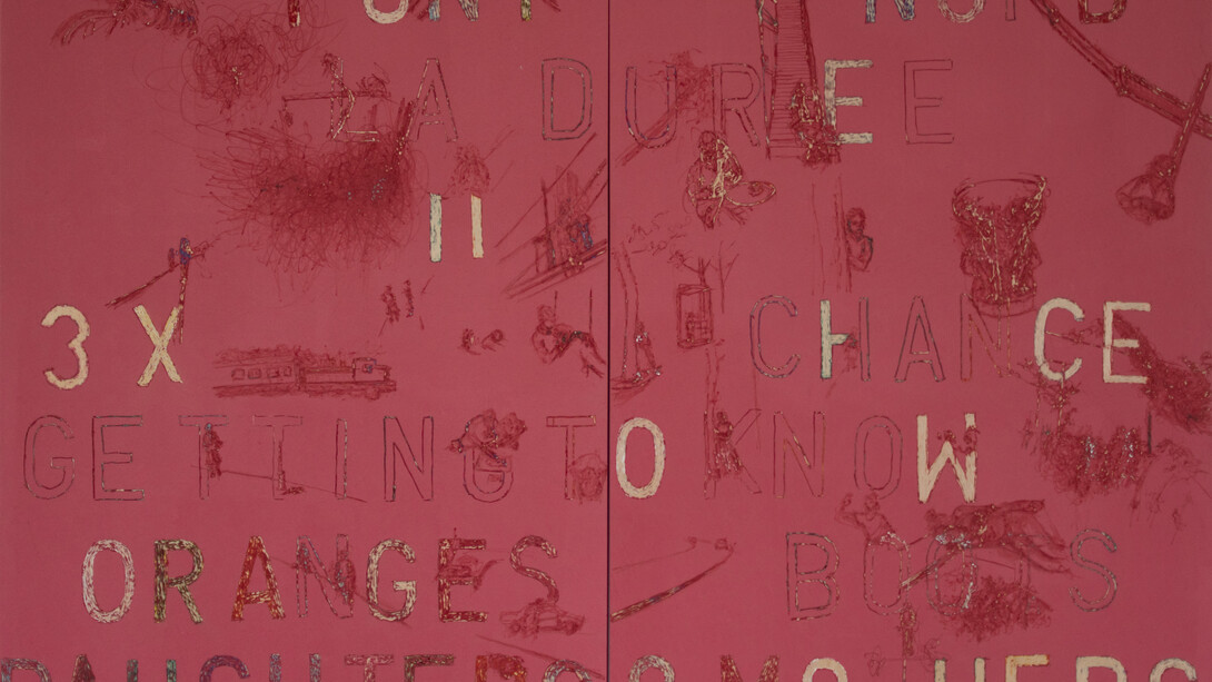 Daughters & Mothers 2019, enamel, acrylic, wood panel. 240x150cm, from The Duration at Beaconsfield Gallery 2019. Ph. Mark Dean, courtesy of the artist, © Mark Dean