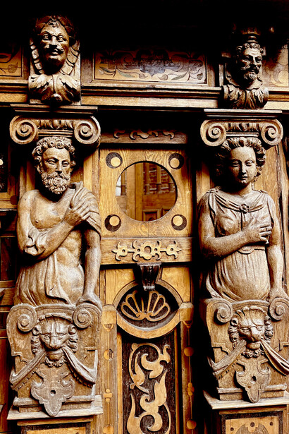 The interior of St. Catherine's Church in Gdańsk, Poland