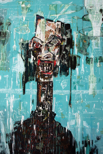 Gatot Pujiarto, Religious Fervour (Jadzab), 2015, Magazine paper and acrylic on canvas, 200 x 150 cm; 78 3/4 x 59 in.