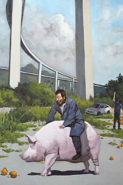 Guan-Hong Lu／盧冠宏, Apocalypse now: pig rider｜現代啟示錄：野豬騎士, 2024. Courtesy of Nunu Fine Art